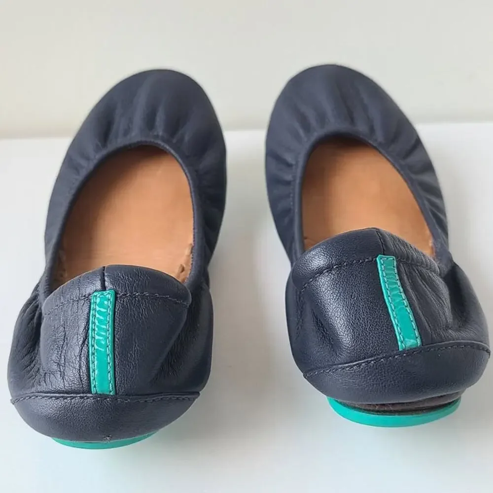 Tieks by Gavrieli California Navy Blue Leather Ballet Flats Foldable Womens Sz 5